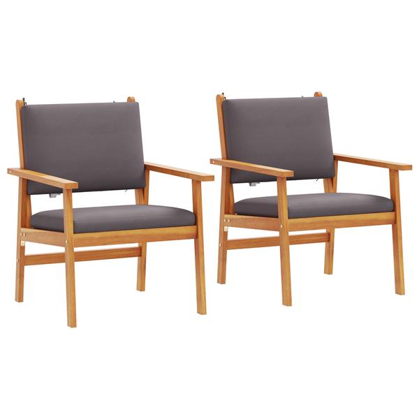 Grote foto vidaxl tuinstoel met kussen 2 pcs bruin massief acaciahout tuin en terras tuinmeubelen