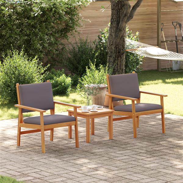 Grote foto vidaxl tuinstoel met kussen 2 pcs bruin massief acaciahout tuin en terras tuinmeubelen
