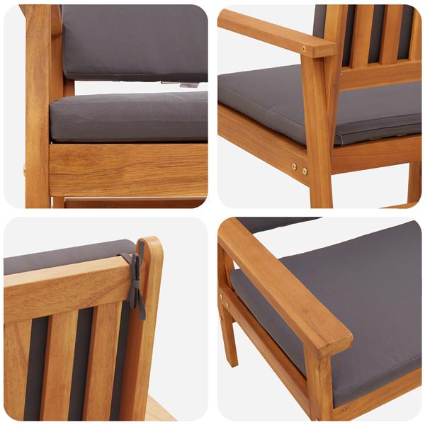 Grote foto vidaxl tuinstoel met kussen 2 pcs bruin massief acaciahout tuin en terras tuinmeubelen