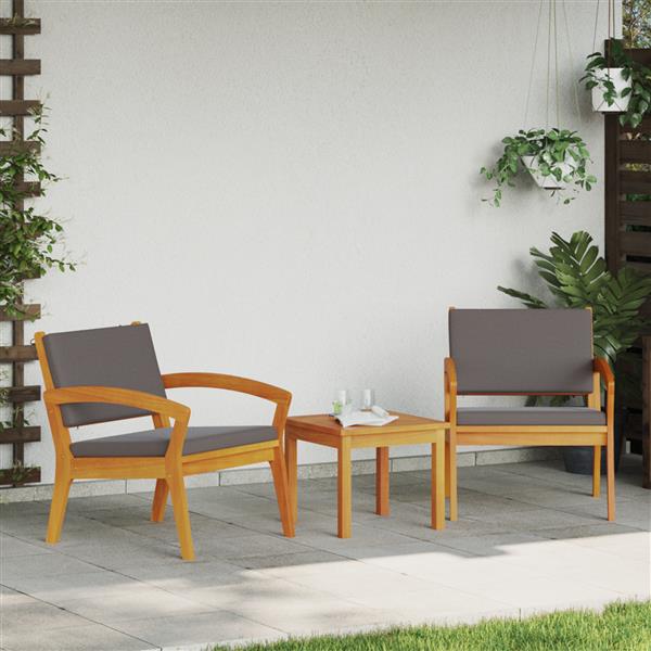 Grote foto vidaxl tuinstoel met kussen 2 pcs bruin massief acaciahout tuin en terras tuinmeubelen
