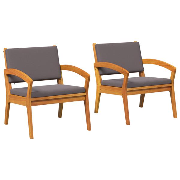 Grote foto vidaxl tuinstoel met kussen 2 pcs bruin massief acaciahout tuin en terras tuinmeubelen