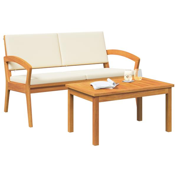 Grote foto vidaxl bistroset met kussen 2 pcs bruin massief acaciahout tuin en terras tuinmeubelen