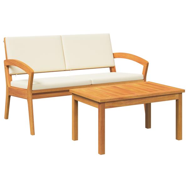 Grote foto vidaxl bistroset met kussen 2 pcs bruin massief acaciahout tuin en terras tuinmeubelen
