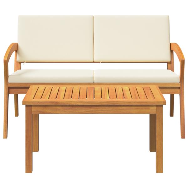Grote foto vidaxl bistroset met kussen 2 pcs bruin massief acaciahout tuin en terras tuinmeubelen