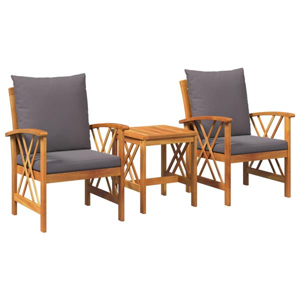 Grote foto vidaxl tuin sofa set met kussen 3 pcs bruin massief acaciahout tuin en terras tuinmeubelen