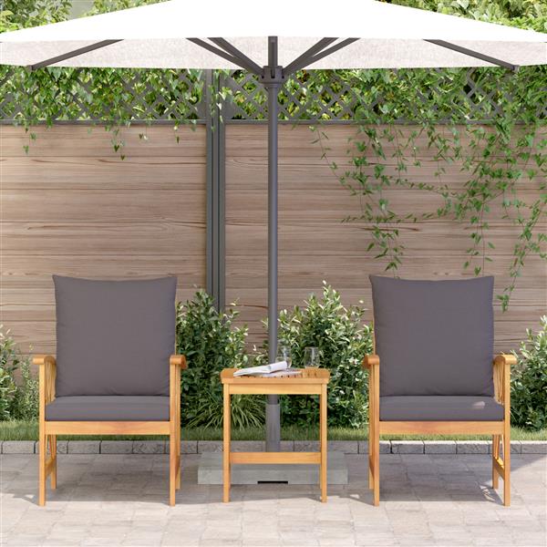 Grote foto vidaxl tuin sofa set met kussen 3 pcs bruin massief acaciahout tuin en terras tuinmeubelen