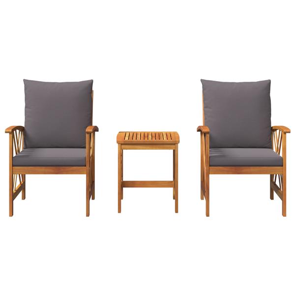 Grote foto vidaxl tuin sofa set met kussen 3 pcs bruin massief acaciahout tuin en terras tuinmeubelen