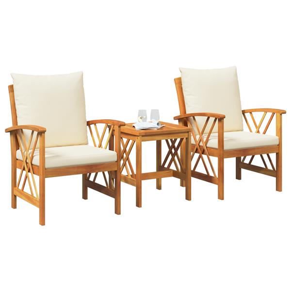 Grote foto vidaxl tuin sofa set met kussen 3 pcs bruin massief acaciahout tuin en terras tuinmeubelen