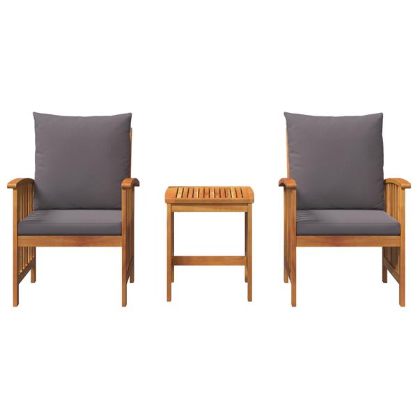 Grote foto vidaxl tuin sofa set met kussen 3 pcs bruin massief acaciahout tuin en terras tuinmeubelen
