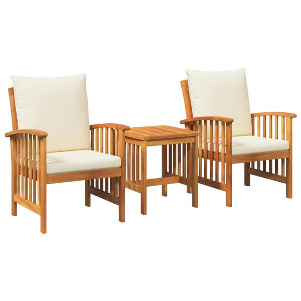 Grote foto vidaxl tuin sofa set met kussen 3 pcs bruin massief acaciahout tuin en terras tuinmeubelen