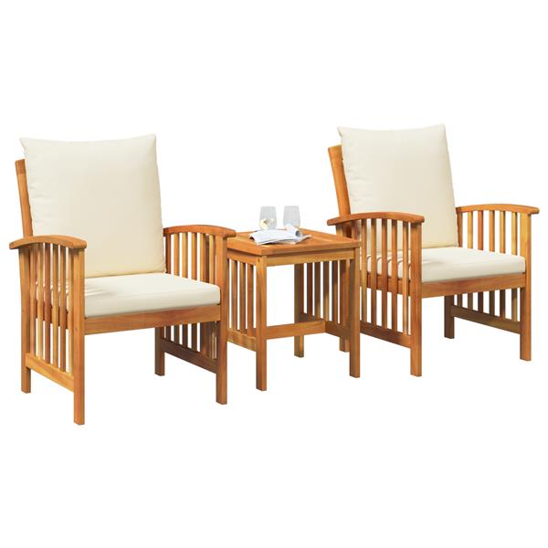 Grote foto vidaxl tuin sofa set met kussen 3 pcs bruin massief acaciahout tuin en terras tuinmeubelen