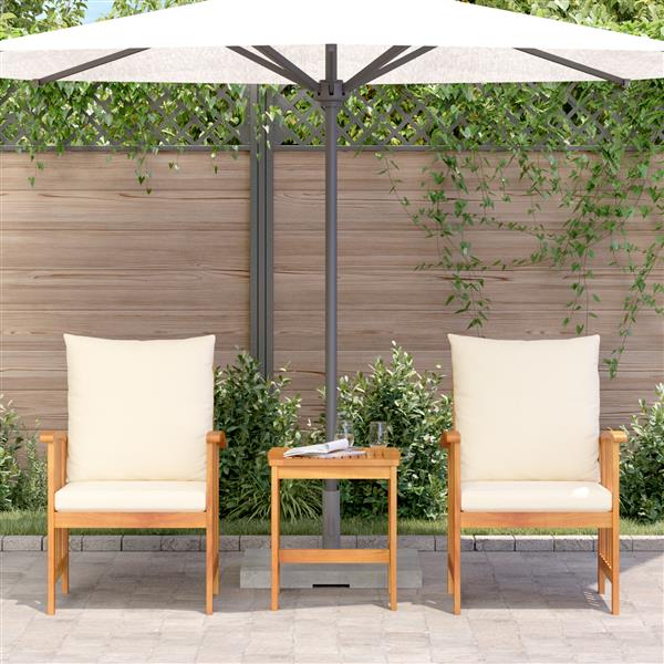 Grote foto vidaxl tuin sofa set met kussen 3 pcs bruin massief acaciahout tuin en terras tuinmeubelen