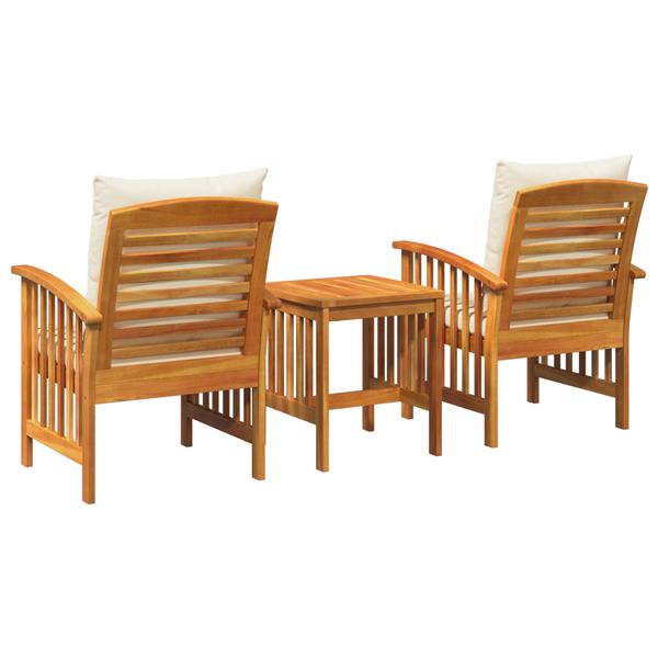 Grote foto vidaxl tuin sofa set met kussen 3 pcs bruin massief acaciahout tuin en terras tuinmeubelen