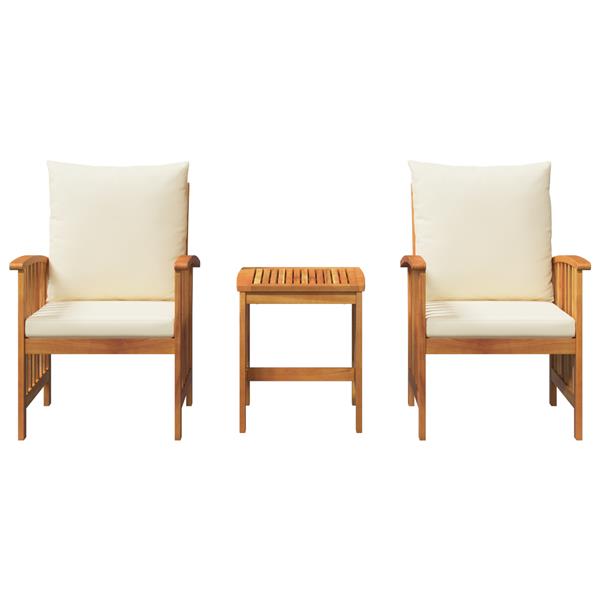 Grote foto vidaxl tuin sofa set met kussen 3 pcs bruin massief acaciahout tuin en terras tuinmeubelen
