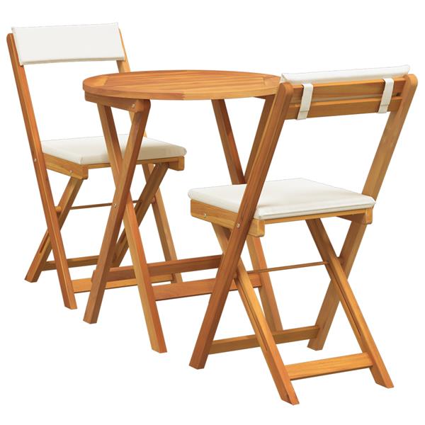Grote foto vidaxl tuin bistro set met kussen 3 pcs bruin massief acaciahout tuin en terras tuinmeubelen