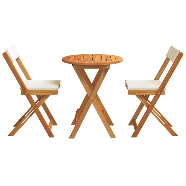 Grote foto vidaxl tuin bistro set met kussen 3 pcs bruin massief acaciahout tuin en terras tuinmeubelen