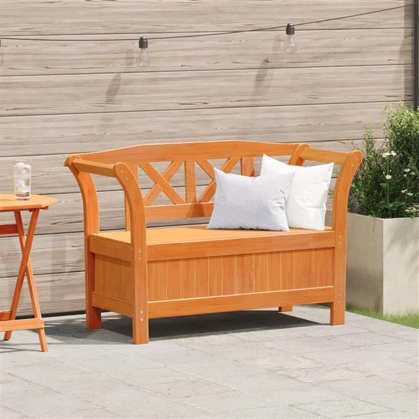 Grote foto vidaxl tuinkast bank bruin 119 x 76 x 44cm massief grenenhout tuin en terras tuinmeubelen