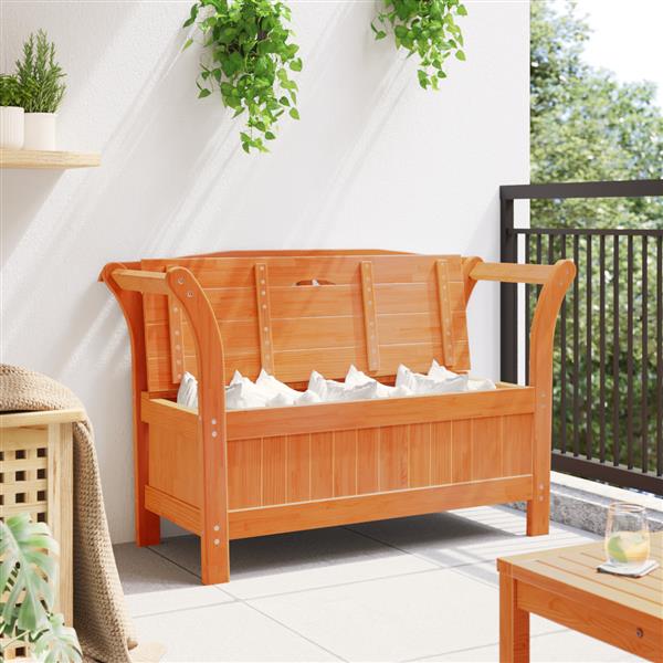 Grote foto vidaxl tuinkast bank bruin 119 x 76 x 44cm massief grenenhout tuin en terras tuinmeubelen