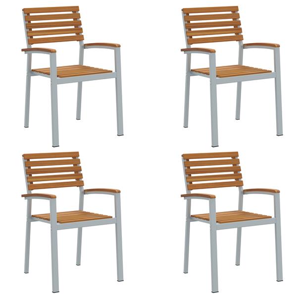 Grote foto vidaxl tuinstoel 4 pcs bruin 56 x 57 x 87cm massief acaciahout tuin en terras tuinmeubelen