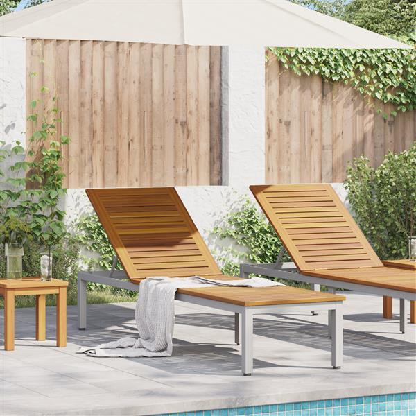 Grote foto vidaxl ligbed 1 persoon grijs 200 x 55 x 35cm massief acaciahout tuin en terras tuinmeubelen