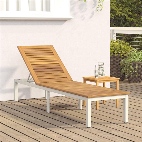 Grote foto vidaxl ligbed 1 persoon grijs 200 x 55 x 35cm massief acaciahout tuin en terras tuinmeubelen