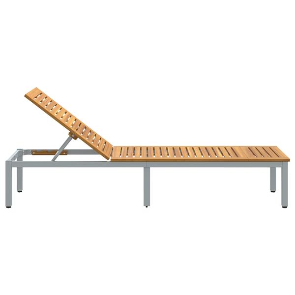 Grote foto vidaxl ligbed 1 persoon grijs 200 x 55 x 35cm massief acaciahout tuin en terras tuinmeubelen
