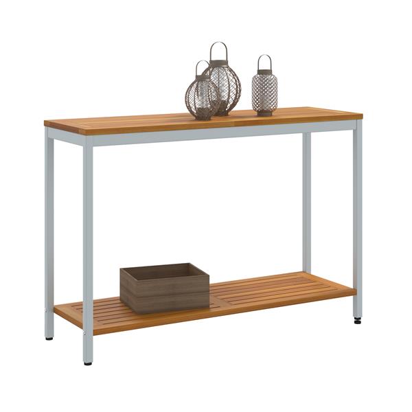 Grote foto vidaxl buiten tafel met opslag natuurlijk en grijs 110 x 35 x 75 cm tuin en terras tuinmeubelen