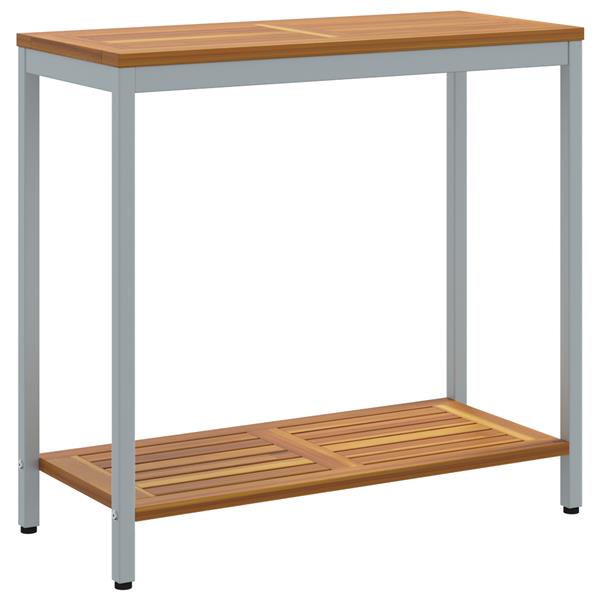Grote foto vidaxl buiten tafel met opslag natuurlijk en grijs 80 x 35 x 75 cm tuin en terras tuinmeubelen