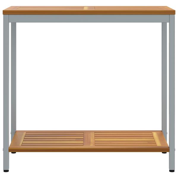 Grote foto vidaxl buiten tafel met opslag natuurlijk en grijs 80 x 35 x 75 cm tuin en terras tuinmeubelen