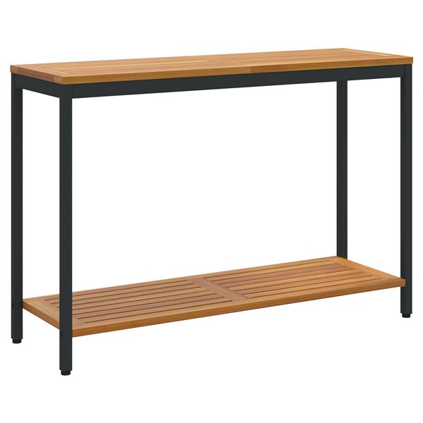 Grote foto vidaxl buiten tafel met opslag naturel en zwart 110 x 35 x 75 cm tuin en terras tuinmeubelen