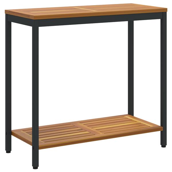 Grote foto vidaxl buiten tafel met opslag naturel en zwart 80 x 35 x 75 cm tuin en terras tuinmeubelen