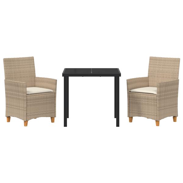 Grote foto vidaxl tuin eetset 3 pcs beige poly rattan tuin en terras tuinmeubelen