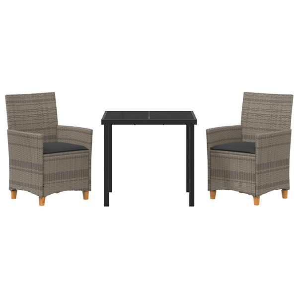 Grote foto vidaxl tuin eetset 3 pcs grijs poly rattan tuin en terras tuinmeubelen