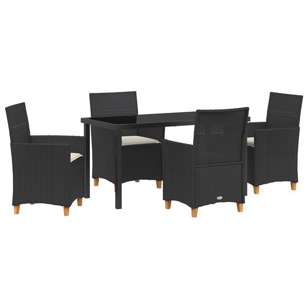 Grote foto vidaxl tuin eetset 5 pcs zwart poly rattan tuin en terras tuinmeubelen