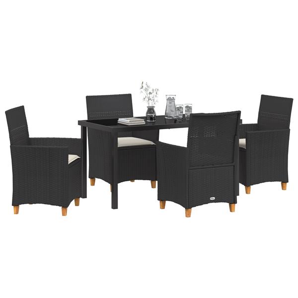 Grote foto vidaxl tuin eetset 5 pcs zwart poly rattan tuin en terras tuinmeubelen