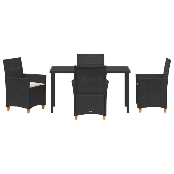 Grote foto vidaxl tuin eetset 5 pcs zwart poly rattan tuin en terras tuinmeubelen