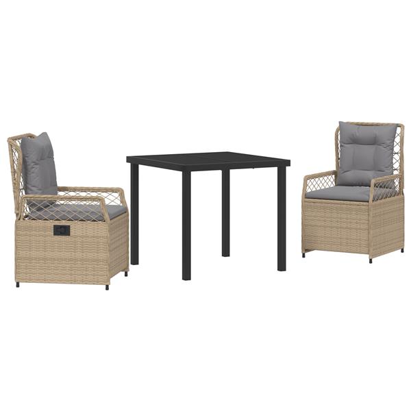 Grote foto vidaxl tuin eetset 3 pcs beige poly rattan tuin en terras tuinmeubelen