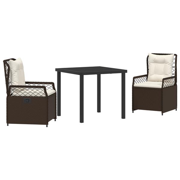 Grote foto vidaxl tuin eetset 3 pcs bruin poly rattan tuin en terras tuinmeubelen