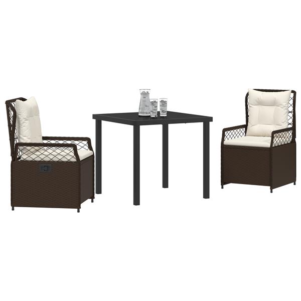 Grote foto vidaxl tuin eetset 3 pcs bruin poly rattan tuin en terras tuinmeubelen