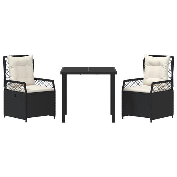 Grote foto vidaxl tuin eetset 3 pcs zwart poly rattan tuin en terras tuinmeubelen