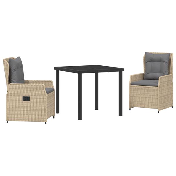 Grote foto vidaxl tuin eetset 3 pcs beige poly rattan tuin en terras tuinmeubelen