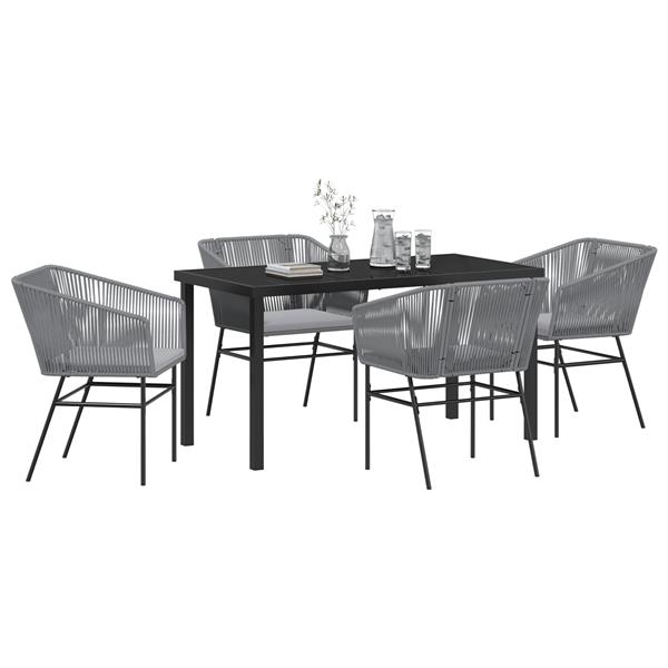 Grote foto vidaxl tuin eetset 5 pcs grijs poly riet tuin en terras tuinmeubelen