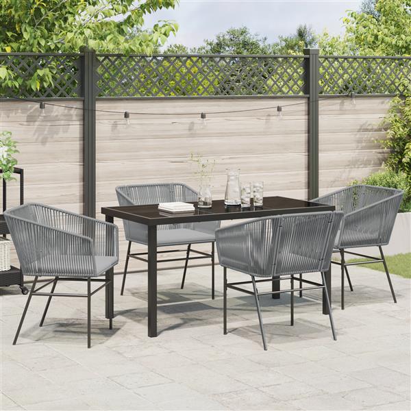 Grote foto vidaxl tuin eetset 5 pcs grijs poly riet tuin en terras tuinmeubelen