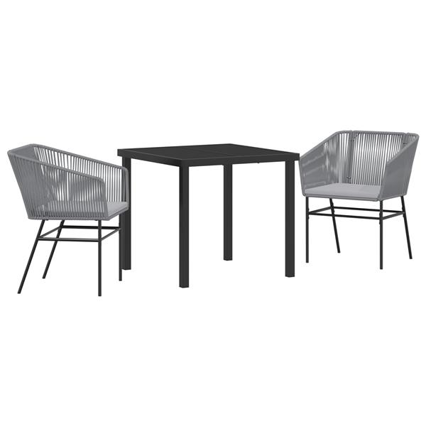 Grote foto vidaxl tuin eetset 3 pcs grijs poly riet tuin en terras tuinmeubelen