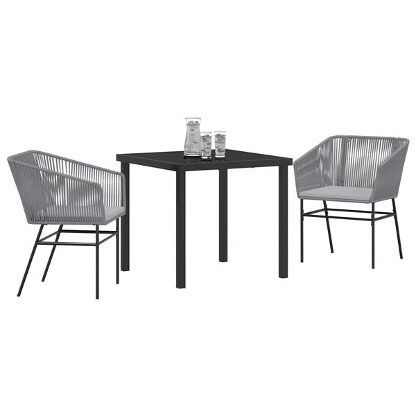 Grote foto vidaxl tuin eetset 3 pcs grijs poly riet tuin en terras tuinmeubelen