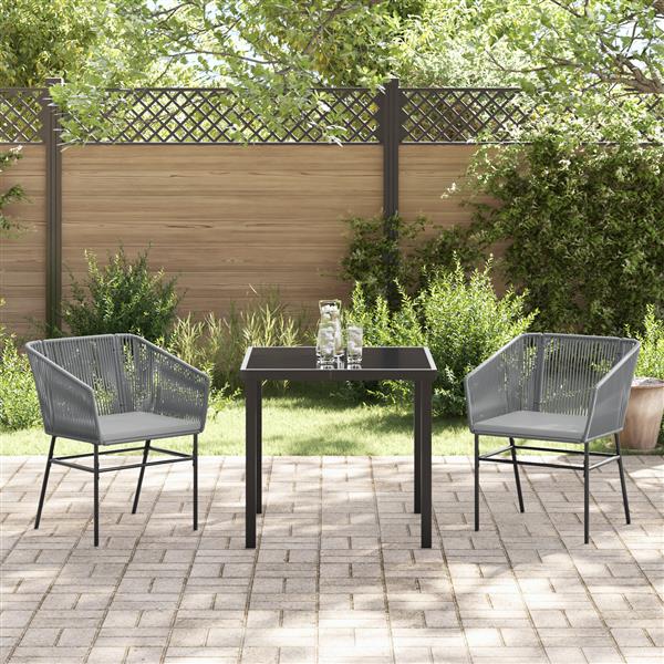Grote foto vidaxl tuin eetset 3 pcs grijs poly riet tuin en terras tuinmeubelen
