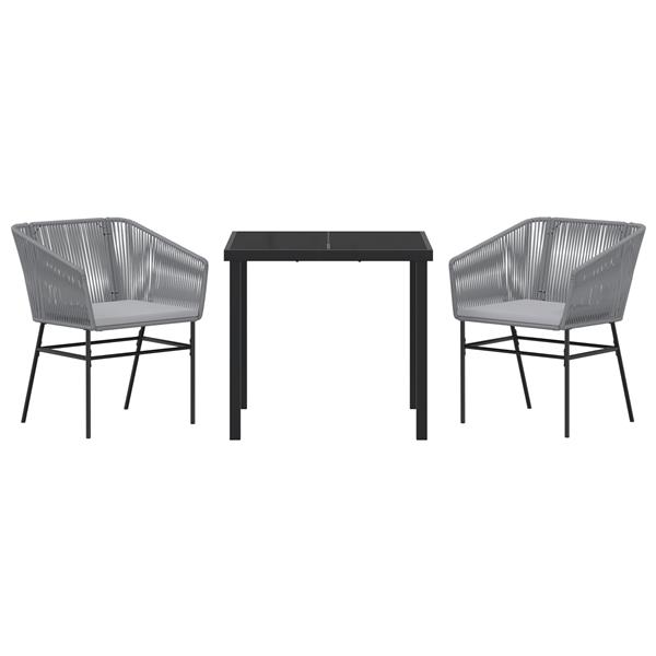 Grote foto vidaxl tuin eetset 3 pcs grijs poly riet tuin en terras tuinmeubelen