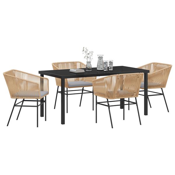 Grote foto vidaxl tuin eetset 5 pcs bruin poly riet tuin en terras tuinmeubelen