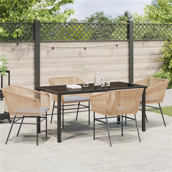 Grote foto vidaxl tuin eetset 5 pcs bruin poly riet tuin en terras tuinmeubelen