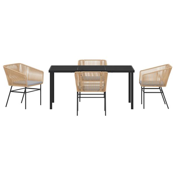 Grote foto vidaxl tuin eetset 5 pcs bruin poly riet tuin en terras tuinmeubelen